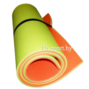 Коврик (пенка) гимнастический/туристический 15*0,6L1.8 салатовый/оранжевый